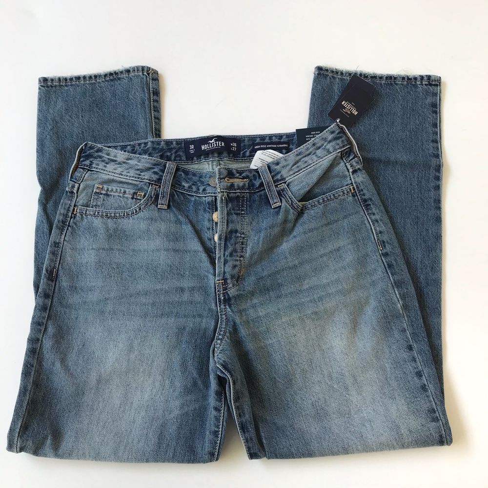 NEW Hollister womens high rise vintage wash straight jeans sz 3 / 26